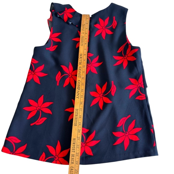 BANANA REPUBLIC Bloomcore Pleated Ruffle Sleevelss Blouse Red Black Size 10 - Picture 3 of 9